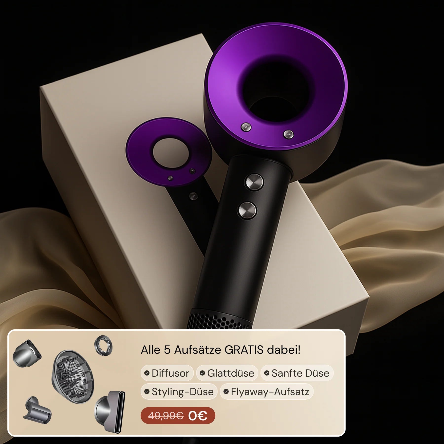 AERÉN AirPro 5-in-1 Ionen-Haartrockner mit magnetischen Aufsätzen