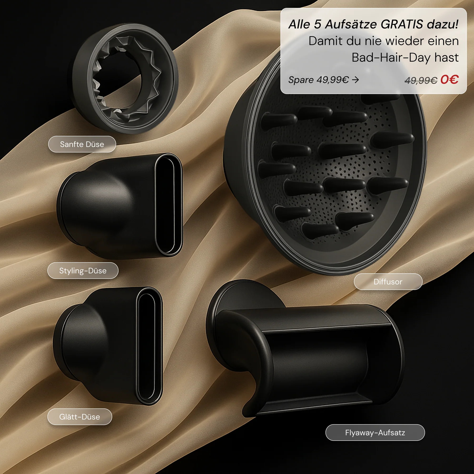 AERÉN AirPro 5-in-1 Ionen-Haartrockner mit magnetischen Aufsätzen