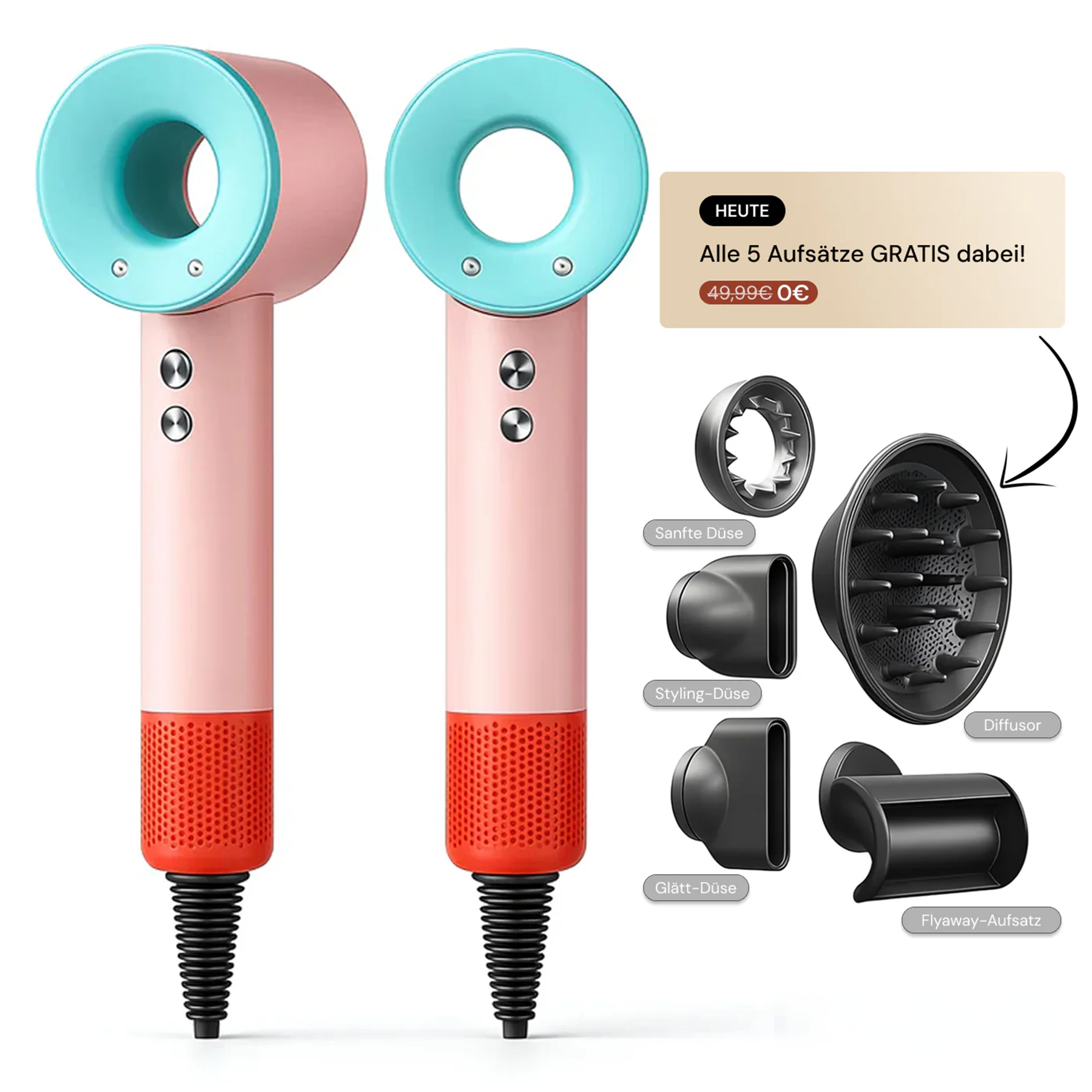 AERÉN AirPro 5-in-1 Ionen-Haartrockner mit magnetischen Aufsätzen